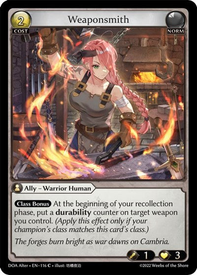 Weaponsmith (DOA Alter) #116 Common (Lightly Played) Dawn of Ashes Alter Edition Grand Archive TCG: 2023