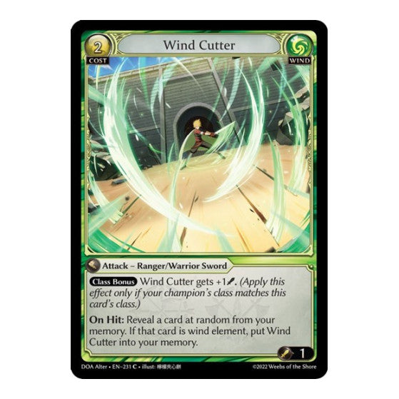 Wind Cutter (DOA Alter) #231 Common (Lightly Played) Dawn of Ashes Alter Edition Grand Archive TCG: 2023