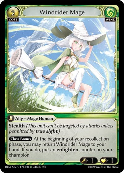 Windrider Mage (DOA Alter) #232 Uncommon (Lightly Played) Dawn of Ashes Alter Edition Grand Archive TCG: 2023