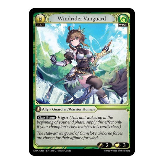 Windrider Vanguard (DOA Alter) #233 Common (Lightly Played) Dawn of Ashes Alter Edition Grand Archive TCG: 2023