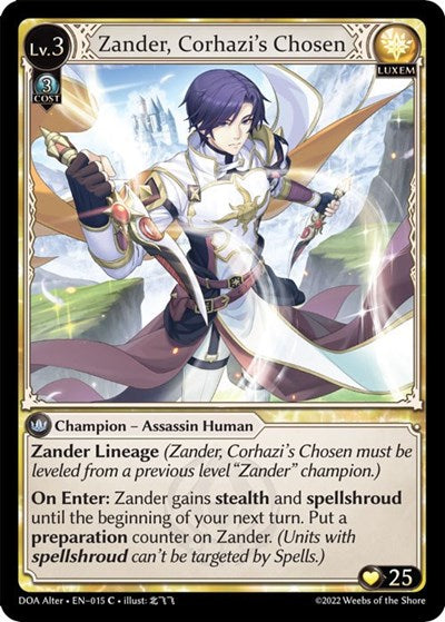 Zander, Corhazi's Chosen (DOA Alter) #015 Common Dawn of Ashes Alter Edition Grand Archive TCG: 2023