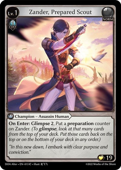 Zander, Prepared Scout (DOA Alter) #013 Common Dawn of Ashes Alter Edition Grand Archive TCG: 2023