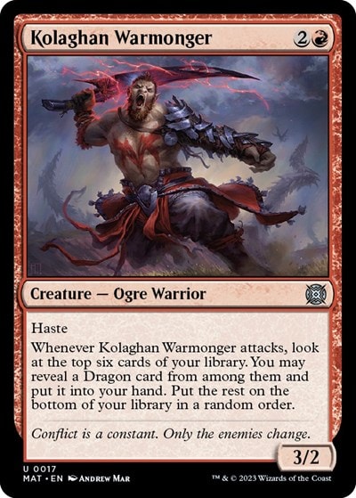 Kolaghan Warmonger (MAT) #17 Uncommon (Lightly Played) March of the Machine: The Aftermath Magic: The Gathering: 2023