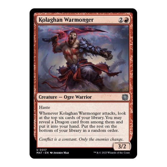 Kolaghan Warmonger (MAT) #17 Uncommon March of the Machine: The Aftermath Magic: The Gathering: 2023