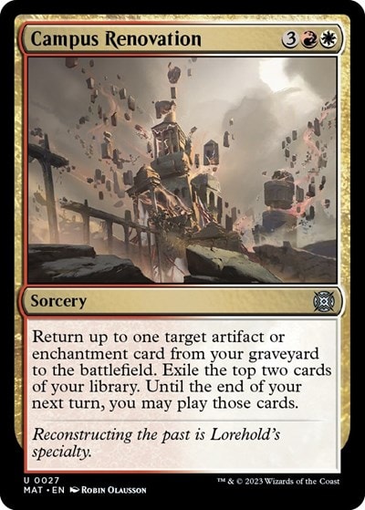 Campus Renovation (MAT) #27 Uncommon (Lightly Played) March of the Machine: The Aftermath Magic: The Gathering: 2023