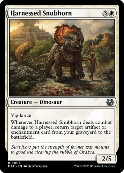 Harnessed Snubhorn (MAT) #3 Uncommon (Lightly Played) March of the Machine: The Aftermath Magic: The Gathering: 2023