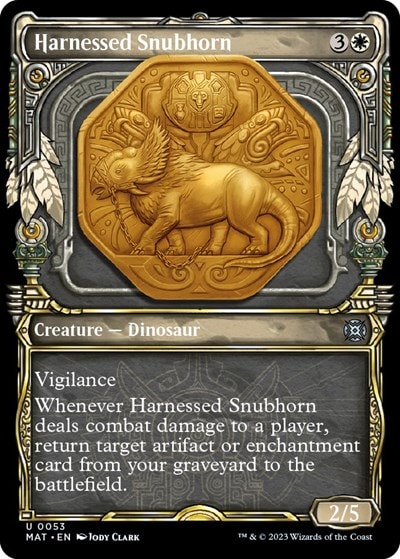 Harnessed Snubhorn Showcase (MAT) #53 Uncommon (Lightly Played) March of the Machine: The Aftermath Magic: The Gathering: 2023