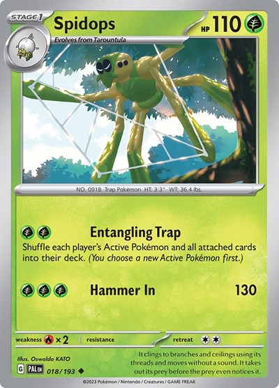Spidops (PAL) #018/193 Uncommon (Reverse Holofoil Lightly Played) SV02: Paldea Evolved Pokemon: 2023