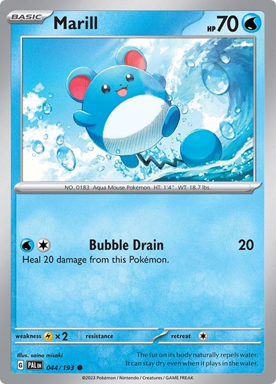 Marill 044 193 (PAL) #044/193 Common (Near Mint) SV02: Paldea Evolved Pokemon: 2023