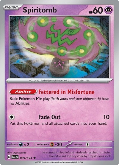 Spiritomb (PAL) #089/193 Rare (Holofoil Lightly Played) SV02: Paldea Evolved Pokemon: 2023