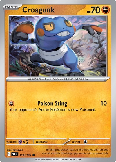 Croagunk (PAL) #114/193 Common (Reverse Holofoil Lightly Played) SV02: Paldea Evolved Pokemon: 2023