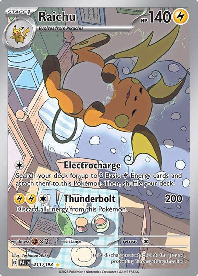 Raichu 211 193 (PAL) #211/193 Illustration Rare (Holofoil Near Mint) SV02: Paldea Evolved Pokemon: 2023