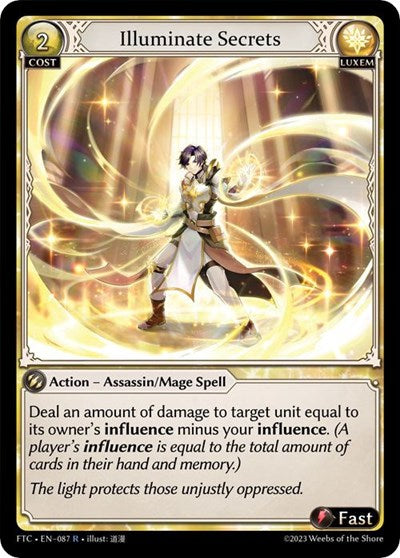 Illuminate Secrets (FTC) #087 Rare (Lightly Played) Fractured Crown Grand Archive TCG: 2023