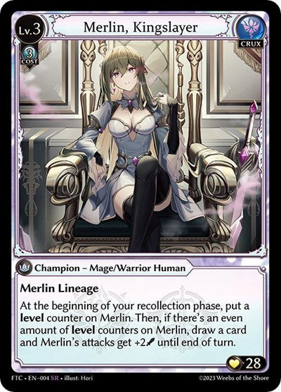 Merlin, Kingslayer (FTC) #004 Super Rare (Lightly Played) Fractured Crown Grand Archive TCG: 2023
