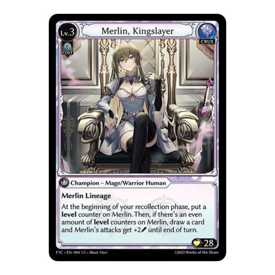 Merlin, Kingslayer (FTC) #004 Super Rare (Lightly Played) Fractured Crown Grand Archive TCG: 2023