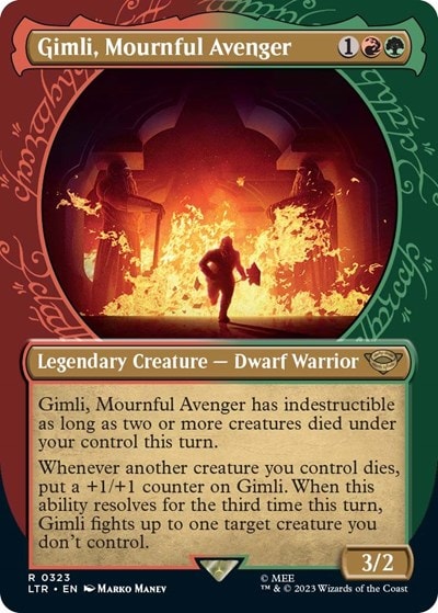 Gimli Mournful Avenger Showcase (LTR) #323 Rare (Lightly Played) Universes Beyond: The Lord of the Rings: Tales of Middle-earth Magic: The Gathering: 2023