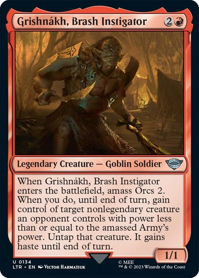 Grishnakh Brash Instigator (LTR) #134 Uncommon (Lightly Played) Universes Beyond: The Lord of the Rings: Tales of Middle-earth Magic: The Gathering: 2023