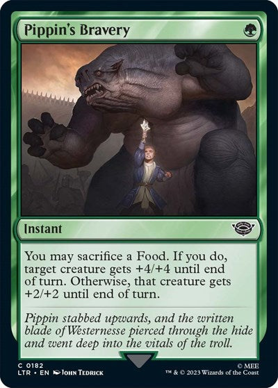 Pippins Bravery (LTR) #182 Common (Lightly Played) Universes Beyond: The Lord of the Rings: Tales of Middle-earth Magic: 2023