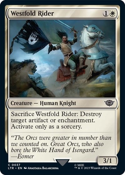Westfold Rider (LTR) #37 Common (Lightly Played) Universes Beyond: The Lord of the Rings: Tales of Middle-earth Magic: The Gathering: 2023