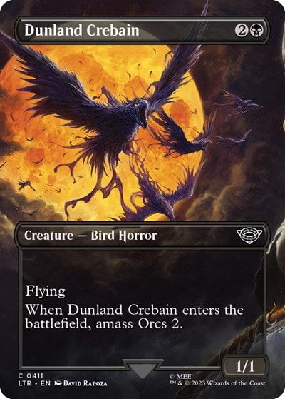 Dunland Crebain Borderless (LTR) #411 Common (Lightly Played) Universes Beyond: The Lord of the Rings: Tales of Middle-earth Magic: The Gathering: 2023