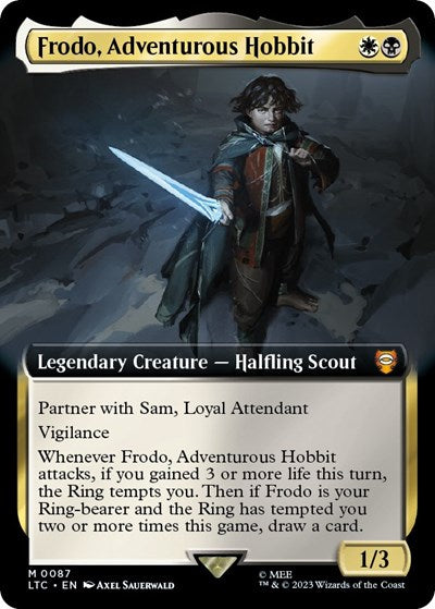 Frodo Adventurous Hobbit Extended Art (LTC) #87 Mythic Rare (Foil Near Mint) Commander: The Lord of the Rings: Tales of Middle-earth Magic: 2023