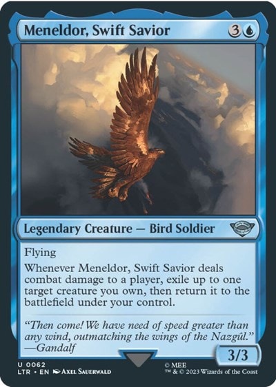 Meneldor Swift Savior (LTR) #62 Uncommon (Lightly Played) Universes Beyond: The Lord of the Rings: Tales of Middle-earth Magic: The Gathering: 2023
