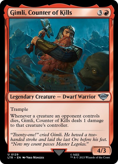 Gimli Counter of Kills (LTR) #129 Uncommon (Lightly Played) Universes Beyond: The Lord of the Rings: Tales of Middle-earth Magic: The Gathering: 2023