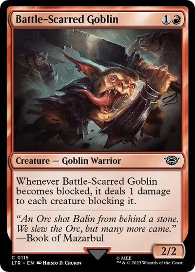 Battle Scarred Goblin (LTR) #115 Common (Lightly Played) Universes Beyond: The Lord of the Rings: Tales of Middle-earth Magic: The Gathering: 2023