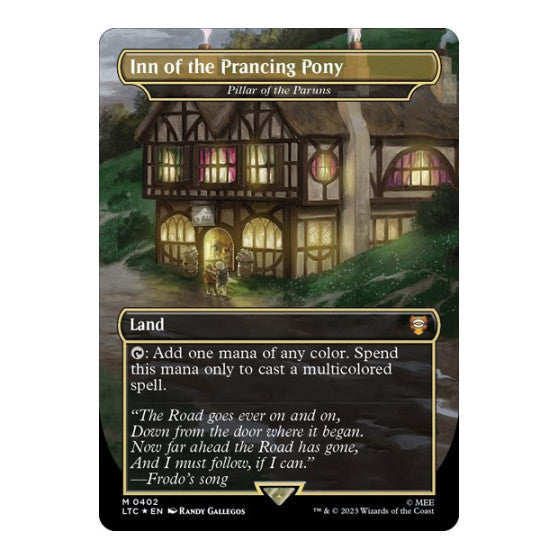 Inn of the Prancing Pony Pillar of the Paruns Borderless Surge Foil (LTC) #402 Mythic Rare (Foil Near Mint) Commander: The Lord of the Rings: Tales of Middle-earth Magic: The Gathering: 2023