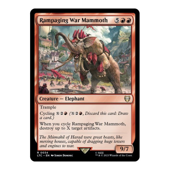 Rampaging War Mammoth (LTC) #34 Rare (Lightly Played) Commander: The Lord of the Rings: Tales of Middle-earth Magic: The Gathering: 2023