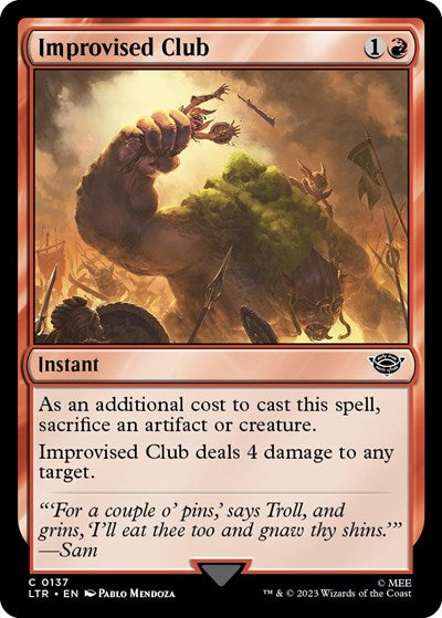 Improvised Club (LTR) #137 Common (Lightly Played) Universes Beyond: The Lord of the Rings: Tales of Middle-earth Magic: The Gathering: 2023