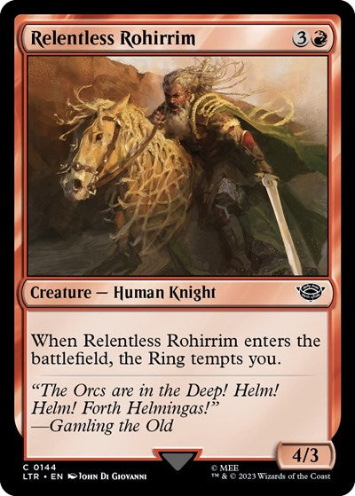 Relentless Rohirrim (LTR) #144 Common (Damaged) Universes Beyond: The Lord of the Rings: Tales of Middle-earth Magic: The Gathering: 2023