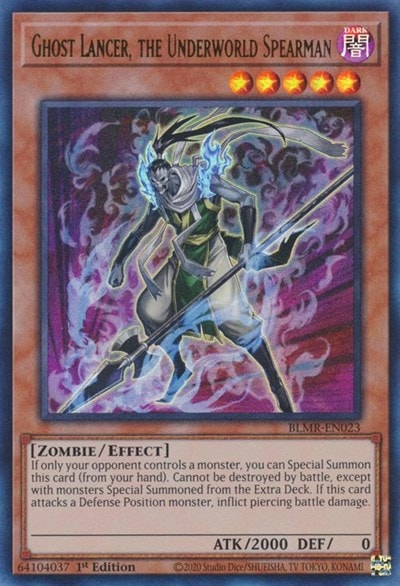 Ghost Lancer the Underworld Spearman (BLMR) #BLMR-EN023 Ultra Rare (1st Edition Near Mint) Battles of Legend: Monstrous Revenge YuGiOh: 2023
