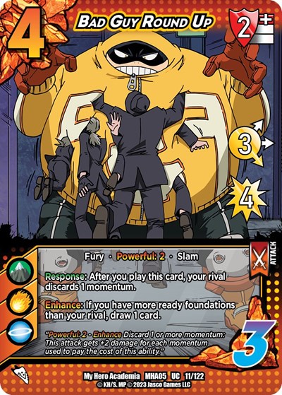 Bad Guy Round Up (MHA5) #11/122 Uncommon (Lightly Played) UniVersus: My Hero Academia: Undaunted Raid UniVersus: 2023