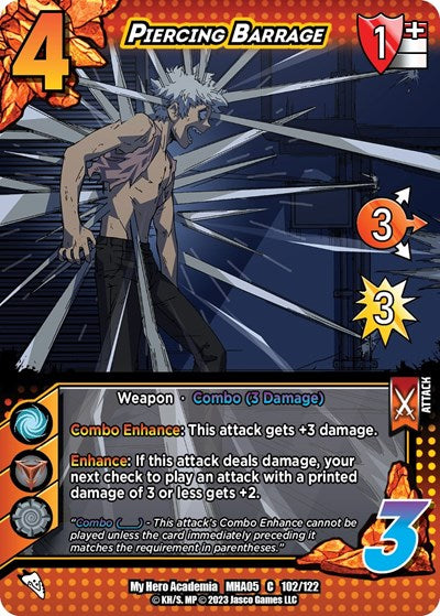 Piercing Barrage (MHA5) #102/122 Common (Lightly Played) UniVersus: My Hero Academia: Undaunted Raid UniVersus: 2023