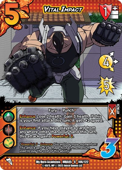 Vital Impact (MHA5) #106/122 Common (Lightly Played) UniVersus: My Hero Academia: Undaunted Raid UniVersus: 2023