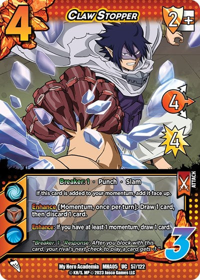 Claw Stopper (MHA5) #57/122 Uncommon (Lightly Played) UniVersus: My Hero Academia: Undaunted Raid UniVersus: 2023