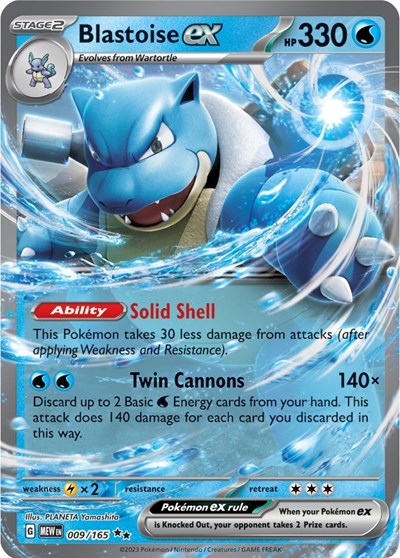 Blastoise ex 009 165 (MEW) #009/165 Double Rare (Holofoil Near Mint) SV: Scarlet & Violet 151 Pokemon: 2023
