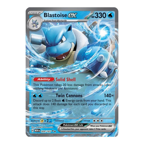 Blastoise ex 009 165 (MEW) #009/165 Double Rare (Holofoil Near Mint) SV: Scarlet & Violet 151 Pokemon: 2023