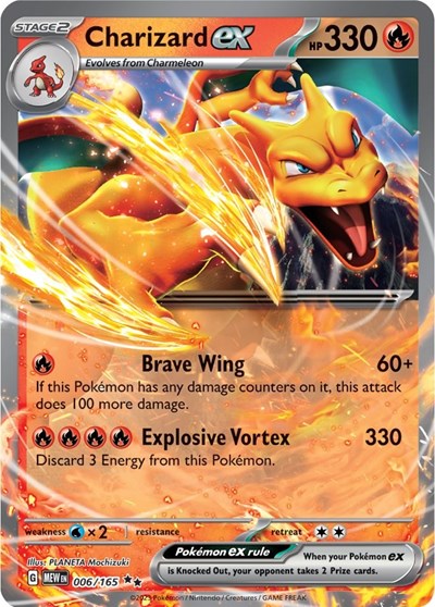 Charizard ex 006 165 (MEW) #006/165 Double Rare SV: Scarlet & Violet 151 Pokemon: 2023