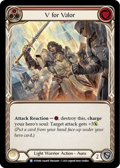 V for Valor Red (DTD) #DTD060 Rare (Lightly Played) Dusk till Dawn Flesh and Blood TCG: 2023