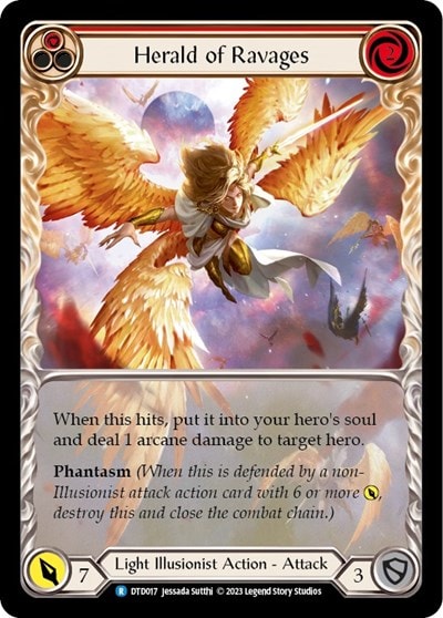 Herald of Ravages Red (DTD) #DTD017 Rare (Lightly Played) Dusk till Dawn Flesh and Blood TCG: 2023