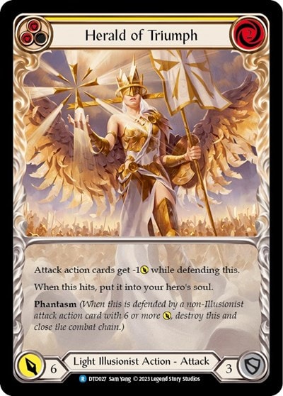 Herald of Triumph Yellow (DTD) #DTD027 Rare (Lightly Played) Dusk till Dawn Flesh and Blood TCG: 2023