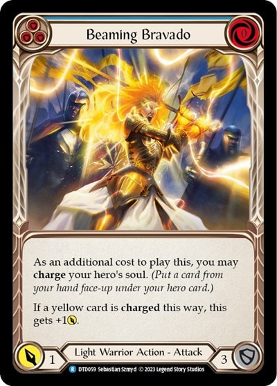 Beaming Bravado Blue (DTD) #DTD059 Rare (Lightly Played) Dusk till Dawn Flesh and Blood TCG: 2023