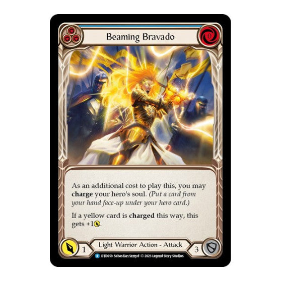 Beaming Bravado (Blue) (DTD) #DTD059 Rare (Lightly Played) Dusk till Dawn Flesh and Blood TCG: 2023
