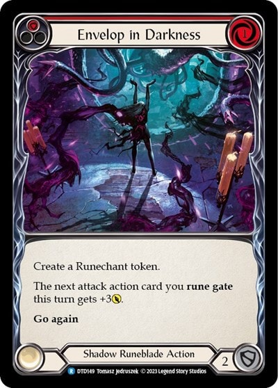Envelop in Darkness Red (DTD) #DTD149 Rare (Lightly Played) Dusk till Dawn Flesh and Blood TCG: 2023