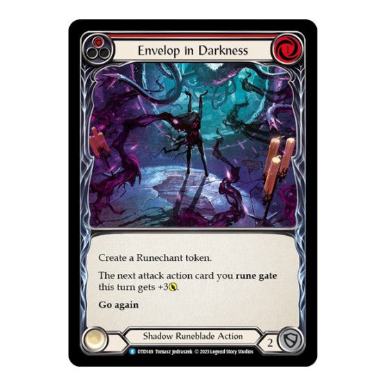 Envelop in Darkness (Red) (DTD) #DTD149 Rare (Lightly Played) Dusk till Dawn Flesh and Blood TCG: 2023