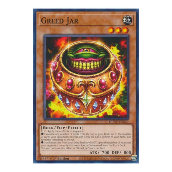 Greed Jar (DUNE) #DUNE-EN029 Common (1st Edition Near Mint) Duelist Nexus YuGiOh: 2023