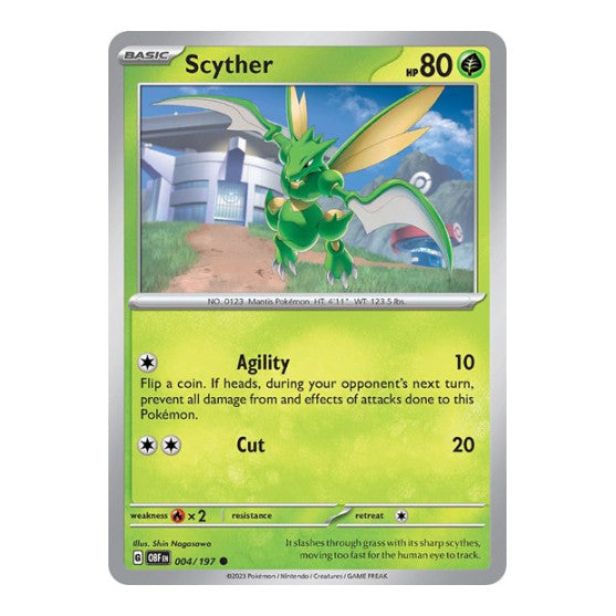 Scyther (OBF) #004/197 Common (Reverse Holofoil Moderately Played) SV03: Obsidian Flames Pokemon: 2023