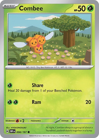 Combee (OBF) #008/197 Common (Reverse Holofoil Lightly Played) SV03: Obsidian Flames Pokemon: 2023